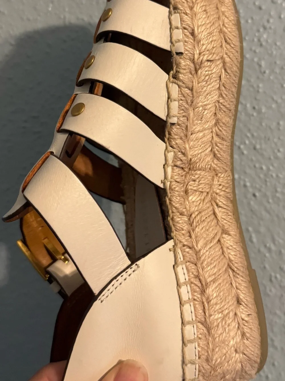 Tory Burch Leather Fisherman Espadrille Platform Sandals